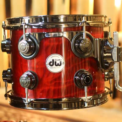 Used DW Collector's Maple Candy Apple Red over Redwood Stump Drum Set - 22,10,12,14,16,14sn image 4