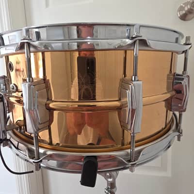 Ludwig 75th Anniversary Bronze , Engraved 6.5x14/ Chicago Badge/ 1984 - Smooth Bronze image 4