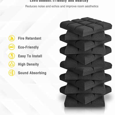 12 Pack Set 2" X 12" X 12" Acoustic Foam Panels, Studio Wedge Tiles, Sound Panels Wedges image 6