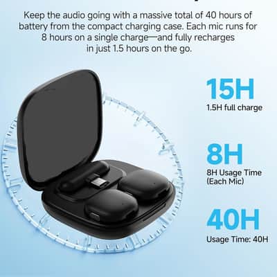 Wireless Lavalier Microphone for iPhone,AI Noise Cancelling,Lapel Mics with USB-C/Lightning Plug,Magnetic Mic,40H Battery Life for iPhone17/16/15/Android/PC/Tablet,Case for Stream,Vlog,TikTok,YouTube image 2