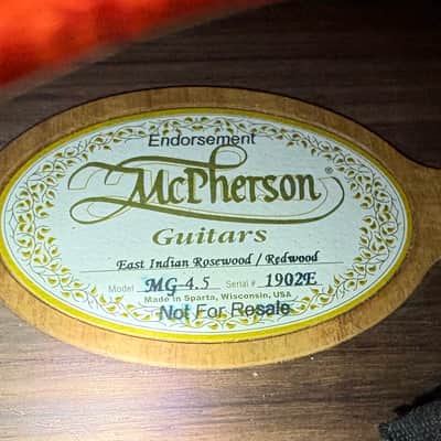 McPherson MG 4.5 – California Redwood / East Indian Rosewood – Endorsement Guitar – OHSC image 3