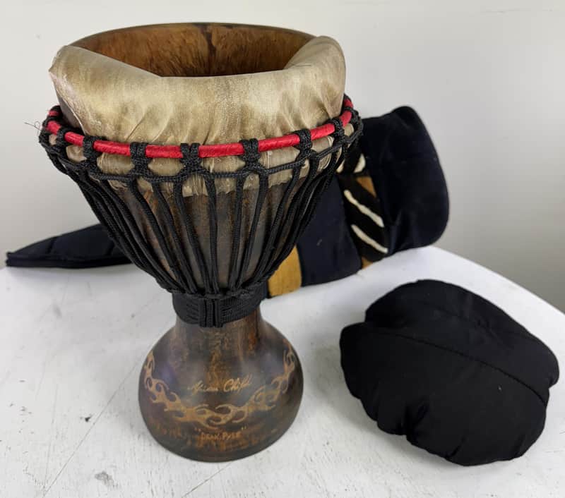 Africa Child Handmade Djembe 9 inch Hand Carved Needs New Skin image 1