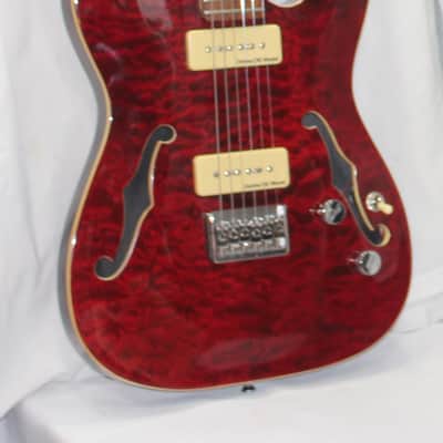 IYV ITF 400 Tele P90 Thinline Burl Top Dark Red in Hard Case image 2