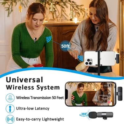 Wireless Lavalier Microphone for iPhone Android Recording Interview Podcast Video image 6