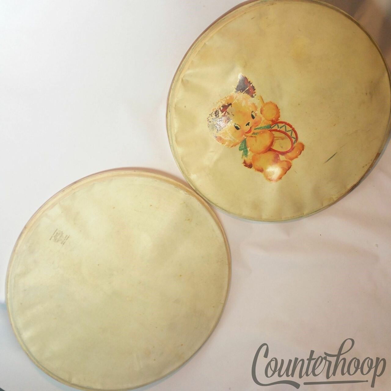 Leedy 2x 26" Calf Skin Bass Drum Heads Calfskin Vintage 40s USA Early American* — main photograph
