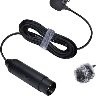 Phantom Power Omnidirectional XLR Lavalier Lapel Microphone,14.76 fts Lapel Mic Recorders Audio Mixer (1 Pack) image 1