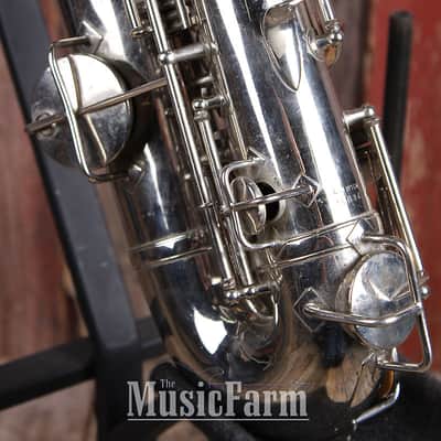 H N White King Vintage 1920s C Melody Saxophone Silver Made in the USA image 17