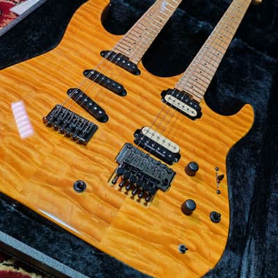 [SUMMER SALE] ESP Custom Order George Lynch Double Neck, Birdseye Maple, Natural Quilted Maple, Lawsuit Banana Headstock, MIJ Japan image 8