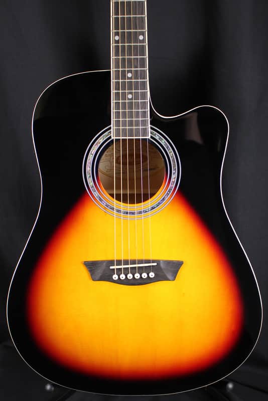 Washburn WA90CE Dreadnought Acoustic-Electric Guitar, Tobacco Sunburst
