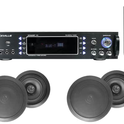 (4) Black Ceiling Speaker System+Bluetooth Amp/Receiver 4 Restaurant/Office image 12