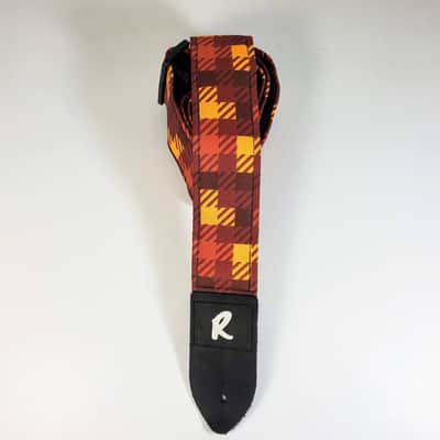 Brown Yellow Check Guitar Strap -Retro Paid Guitar Strap - Brown Orange Yellow Checkered Guitar Str image 4
