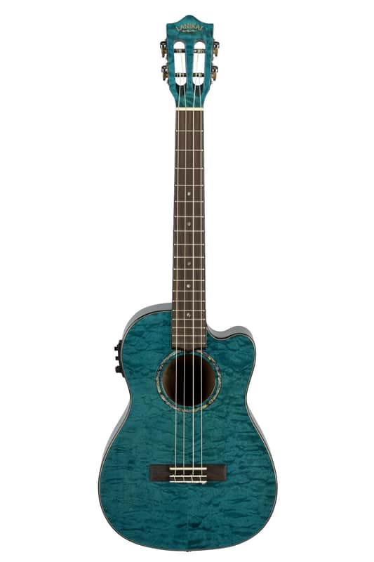 Lanikai Quilted Maple Blue Stain Baritone A/E Ukulele with Foam Case (QM-BLCEB) image 1