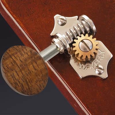 Waverly Guitar Tuners with Koa Knobs for Solid Pegheads, Nickel, 3L/3R image 3