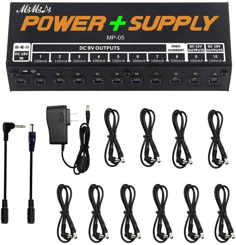 Guitar Pedal Power Supply Adapter Station, 10 Isolated DC Outputs for 9V/12V/18V Effect PedalBoard image 1