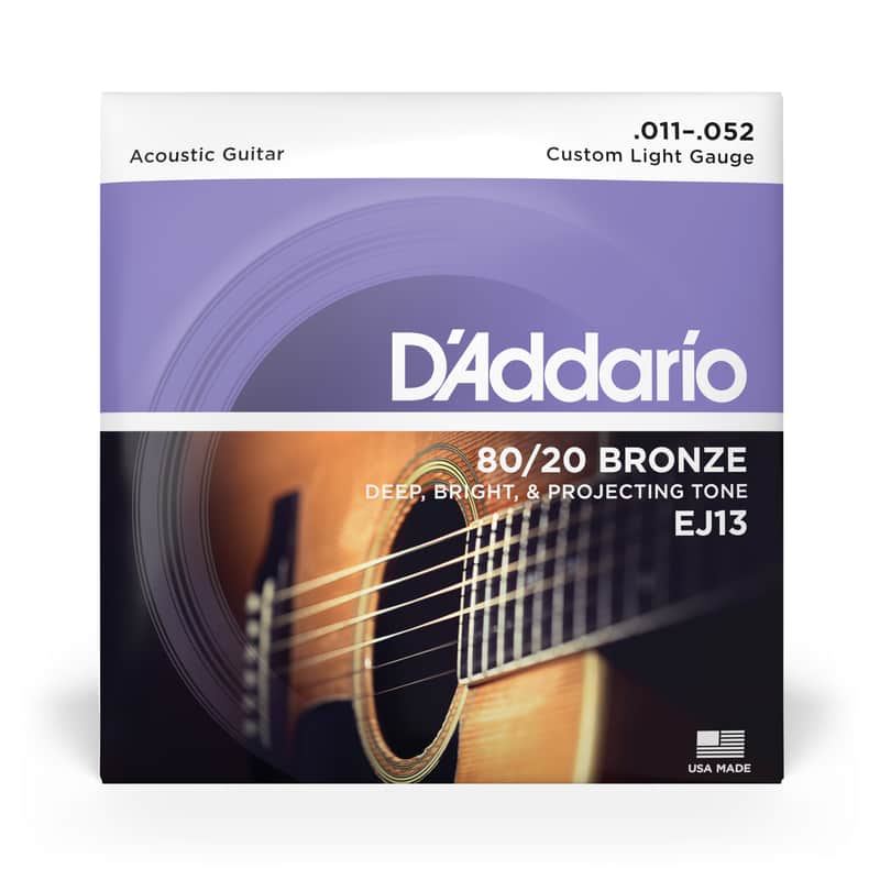 D'Addario 80/20 Bronze Strings, 11-52 Custom Light, EJ13 (SIngle Set) image 1