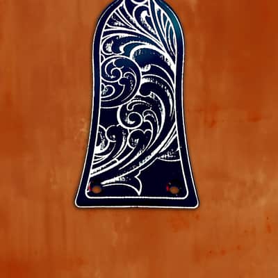 Truss Rod Cover for Epiphone Les Paul in Black with Silver Acrylic Mirror image 3