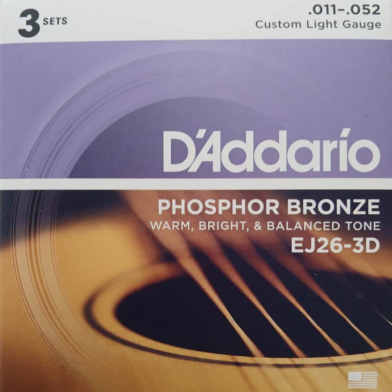 D'Addario Phosphor Bronze Acoustic Guitar String 3 Pack 11-52 EJ26-3D image 1