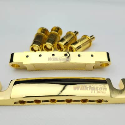 Wilkinson WOGT1 & WOGB2 Tune-O-Matic Bridge for LP Guitar (Bridge & Tailpiece) - Gold (Fast Free US Shipping!) image 2