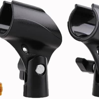 2PC Stands Black Mic Clip for Microphone Mic Clip Holder for Mic Stand with 5/8" Male to 3/8" Female Adapter, 2-pack image 1