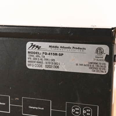 Middle Atlantic PD-415R-SP 4-Outlet 15 Amp Rackmount Power Strip CG01VET image 9