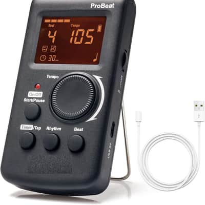 Digital Metronome for Guitar Piano Drum and All Instruments with Timer, English Vocal Counting and 3 Different Sounds with Earphone Jack and Flashing Light, Loud Volume, Rechargeable image 1