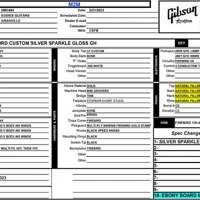 Gibson Custom Shop Made 2 Measure Firebird Custom Silver Sparkle 8.8 #CS400574 image 19