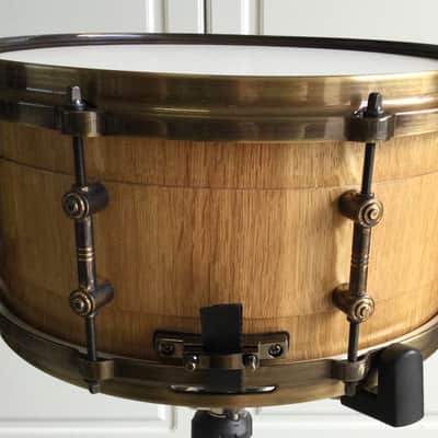 Scott’s Custom Drums 6 1/2”x14” oak stave snare drum 2024 - Natural lacquer image 11