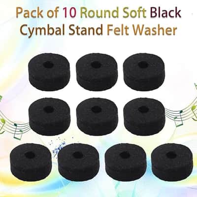 Pack of 10 Round Soft Black Cymbal Stand Felt Washer, Drum Felts Replacement, Enhance Your Drum Kit Sound and Protect Your Cymbals image 2