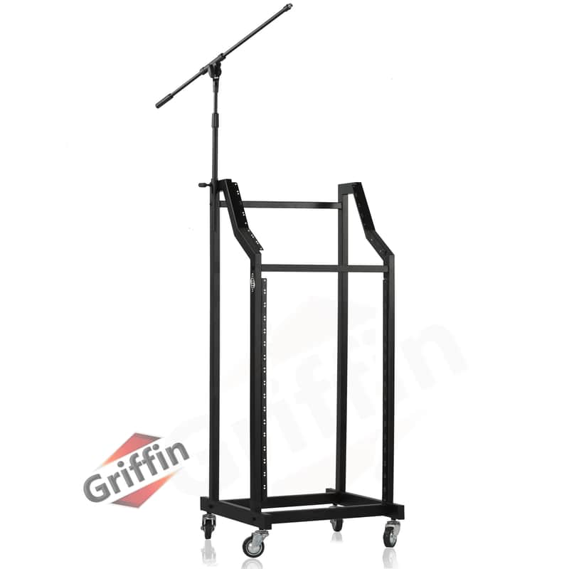 Griffin Rackmount Stand Cart and Adjustable Top Mixer Platform Rack Mount 25U - Rolling Holder for Music Studio Pro Audio Recording Cabinet Stage Equipment DJ PA Gear Display for Amplifiers, Effects image 1