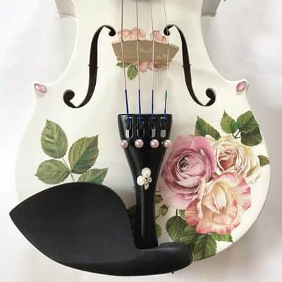Rozanna's Rose Delight 4/4 Violin Outfit, pearl fine tuners, carbon fiber bow image 2