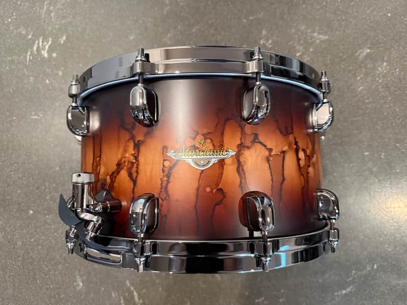 Tama Starclassic Maple 14x8" Snare Drum 2015 - Present - Molten Satin Brown Burst with Smoked Black Nickel Hardware image 1