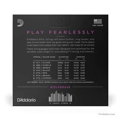 D'Addario NYXL Nickel Wound 7-String Electric Guitar Strings | Strandberg Custom Light | 9.5-64 image 3