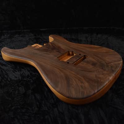 Strat Style Body - 1 Piece Mahogany with 2 Piece Walnut Top - Weight: 4 lbs 7 oz - EASY REACH NECK CARVE - 2-3/16" Heel Width image 5