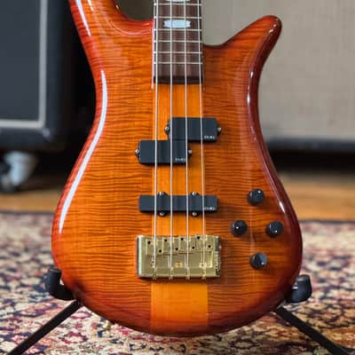 Spector Euro LX 4 – Ultra Amber Gloss – AAAA Maple Top – PJ EMG Pickups – Tone Pump Preamp - D-tuner & hardcase image 2