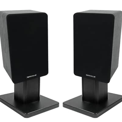 2) Rockville RockShelf 58B Black 5.25" Home Bookshelf Speakers+8" Speaker Stands image 1
