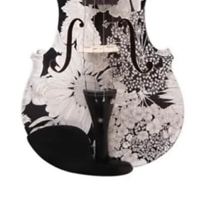Oxford GV-1310 White Flower Medley Design Solid Spruce Top Maple Neck 4/4 Size Violin w/Case image 2
