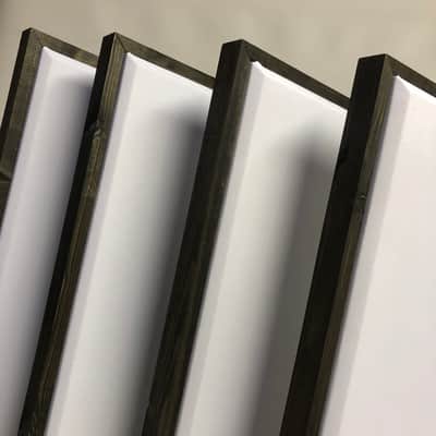 Custom Framed Acoustic Wall Panel | White Fabric & Black Wood Frame | Furniture-Quality Sound Absorbing Panel | Recording Studio, Home Studio, Mixing Room, Podcast Studio, Home Theater, Listening Room, Office & Vocal Booth | Made in USA image 9
