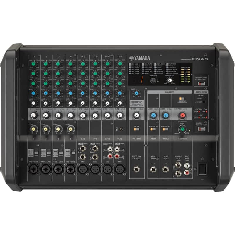 Yamaha EMX5 12 Channel 1200-Watt Powered Analog Mixer - Black image 1