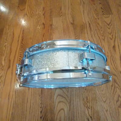 Ludwig Rare vintage 1962 jazz combo snare drum silver sparkle brass hoops mint condition! image 3
