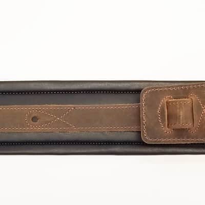 Padded Genuine Leather Guitar or Bass Strap 3.25" Wide Lightly Distressed image 4
