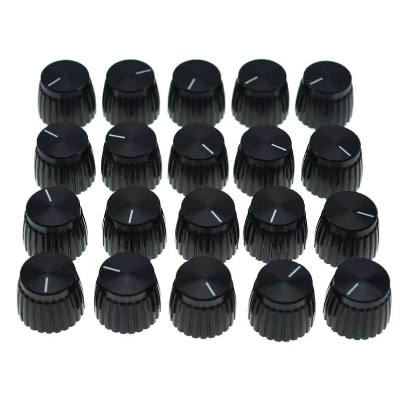 Marshall Amp Knobs - Black with Black Cap, Push-On (Set of 20) image 1