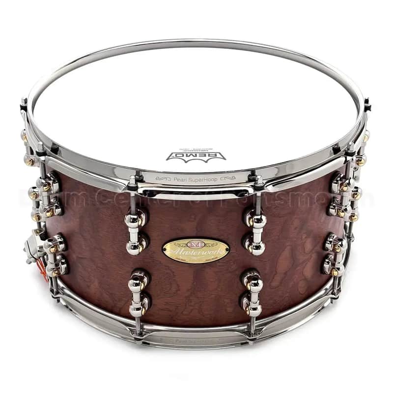 Pearl Masterworks Mahogany/Gum Snare Drum 15x8 Matte Burl Mahogany w/Nickel Hw image 1