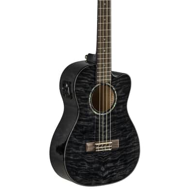 Lanikai Quilted Maple Black Stain Baritone A/E Ukulele with Foam Case (QM-BKCEB) image 3