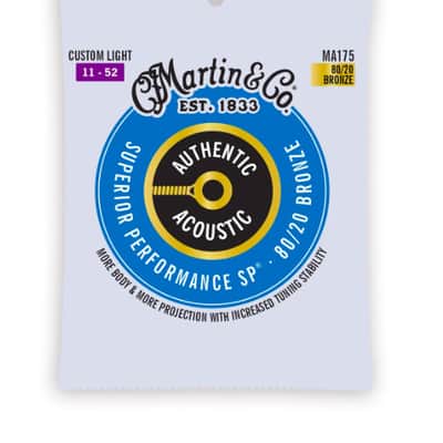 Martin MA175 Authentic Acoustic SP Guitar Strings Custom Light 80/20 Bronze 11-52 imagen 1