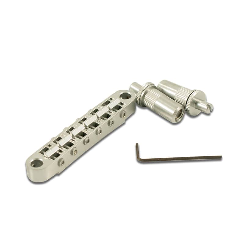 TonePros Metric Tune-O-Matic Bridge With Large Posts And Notched Saddles, T3BT-STC, Satin Chrome image 1