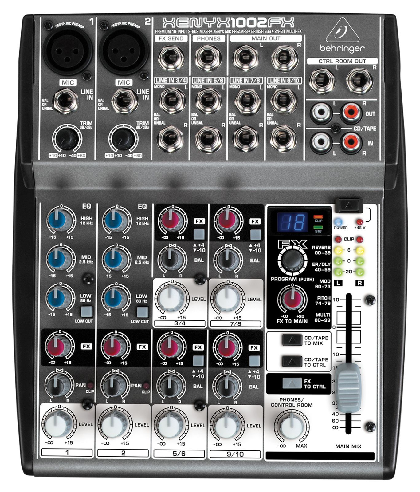 Behringer Xenyx 1002FX 10-Input Mixer | Reverb