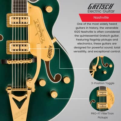 Gretsch Nashville Hollow Body Electric Guitar Cadillac Green image 4