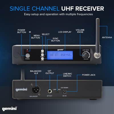 Gemini Sound UHF-6100HL Wireless Lavalier & Headset Mic - Precision Sound for Every Word and Tune image 4