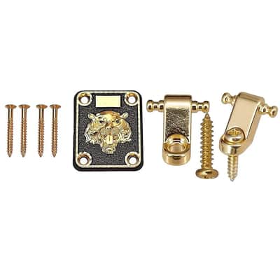 Strat Tele Style Guitar Gold Neck Plate with String Trees Retainers image 3