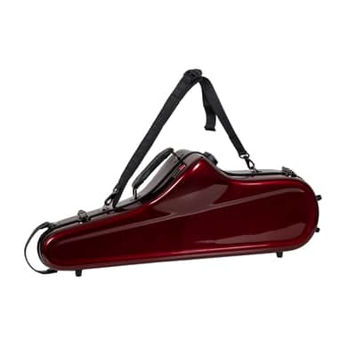 Crossrock Fiberglass Case for Tenor Saxophone with Removable Shoulder Straps-Red image 3